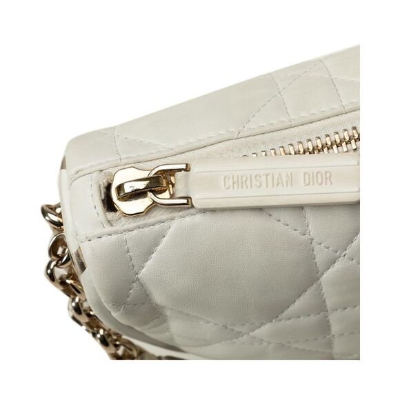 Pre Loved Dior Caro HalfMoon Quilted Leather Bag Women White Messenger Bags - Picture 8 of 8
